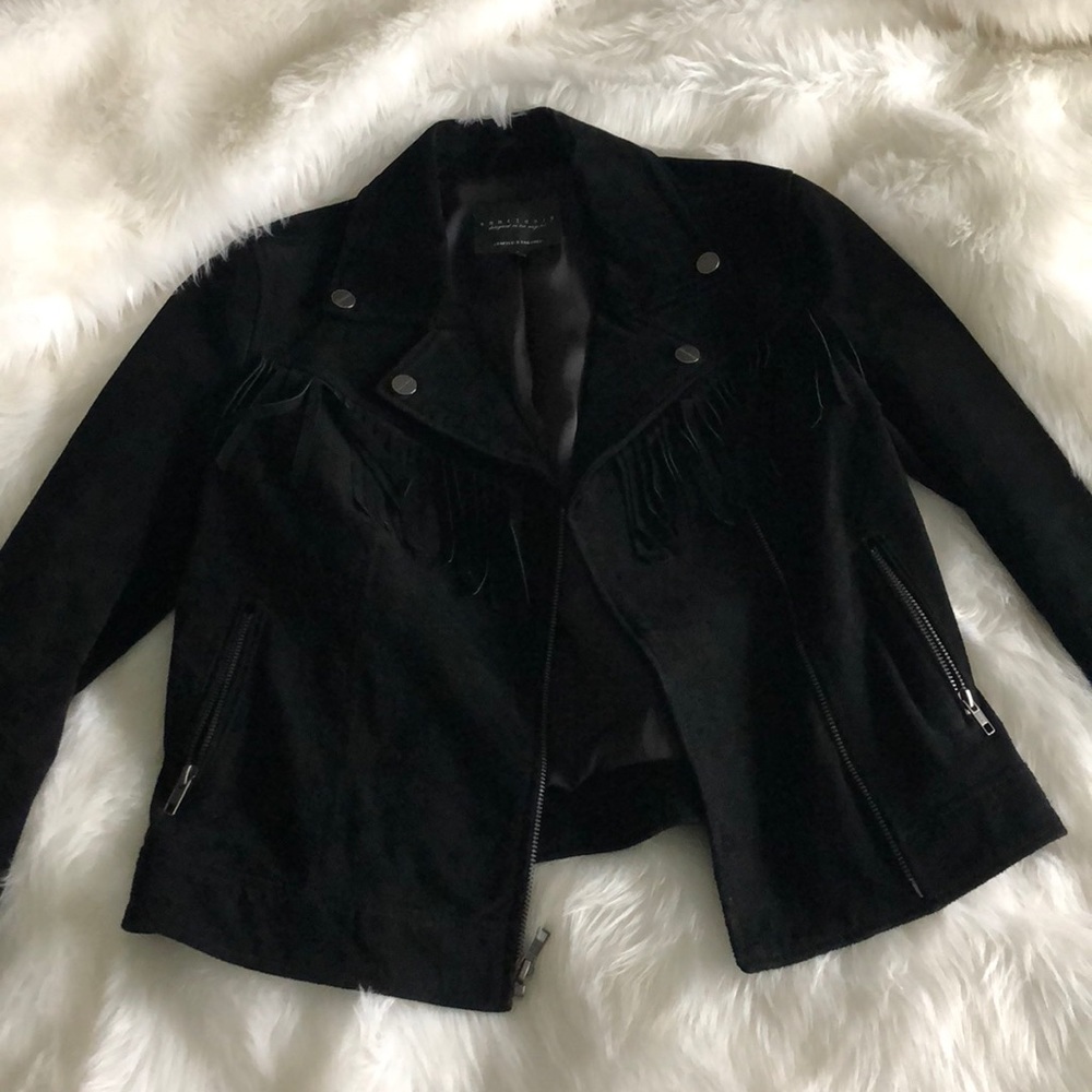 Sanctuary Suede Dylan Fringe Jacket in Black